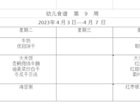 幼儿食谱  第  9  周