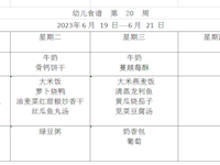 幼儿食谱  第  20  周