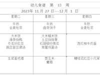 幼儿食谱  第  13  周