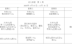 幼儿食谱  第 6 周